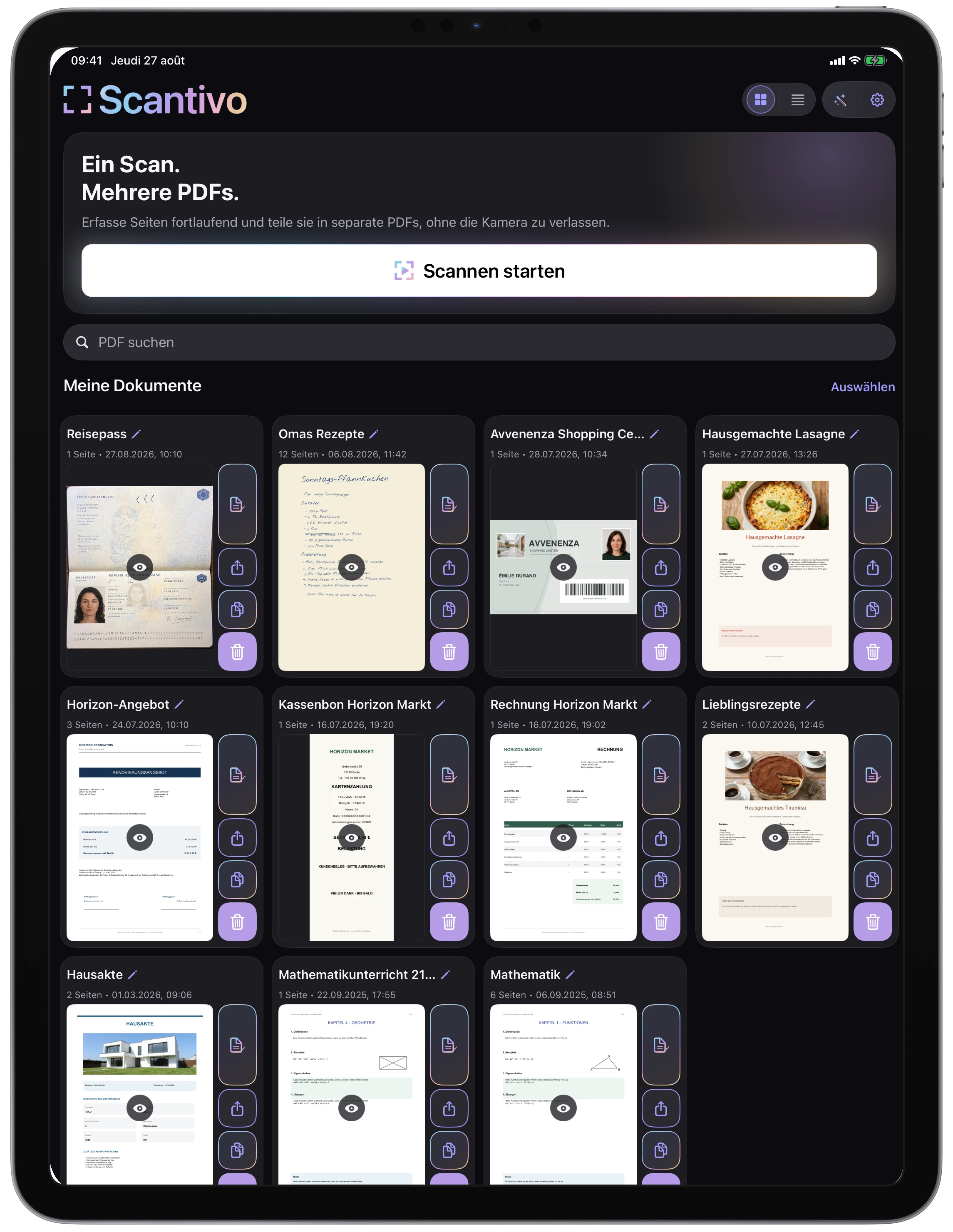 Kompakte Ansicht auf dem iPad