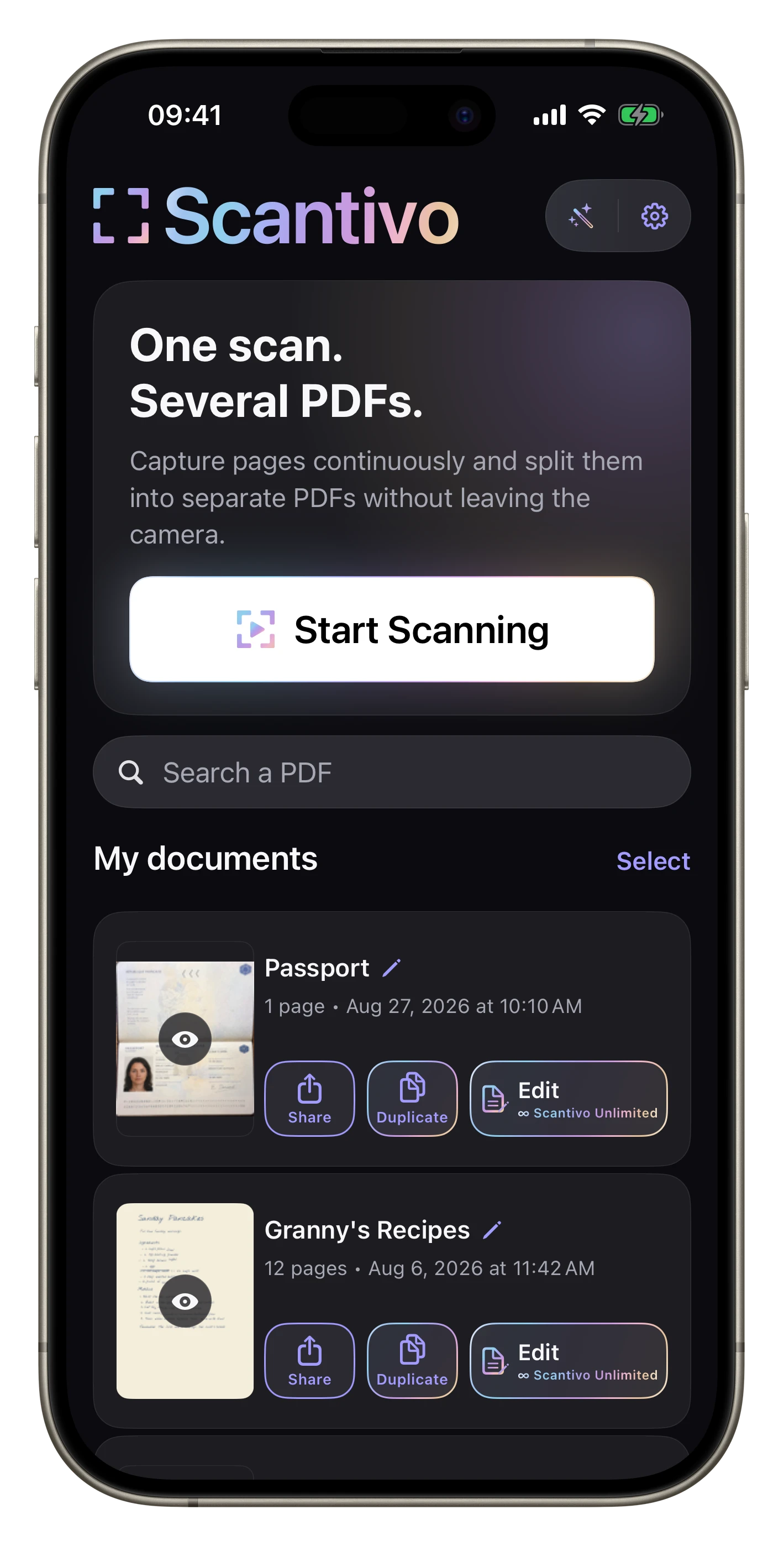 Actions that are always clear — In the detailed view, every icon includes a label so each action is immediately understandable.