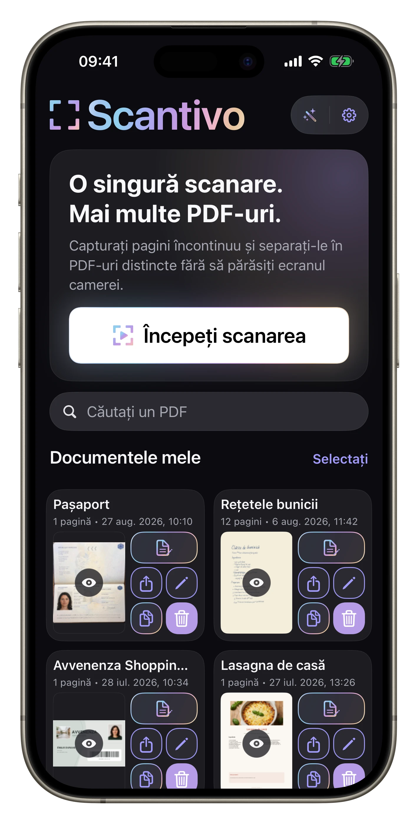 Un afișaj mai compact — Vizualizarea compactă reduce etichetele pentru a afișa mai multe documente, păstrând aceleași acțiuni.