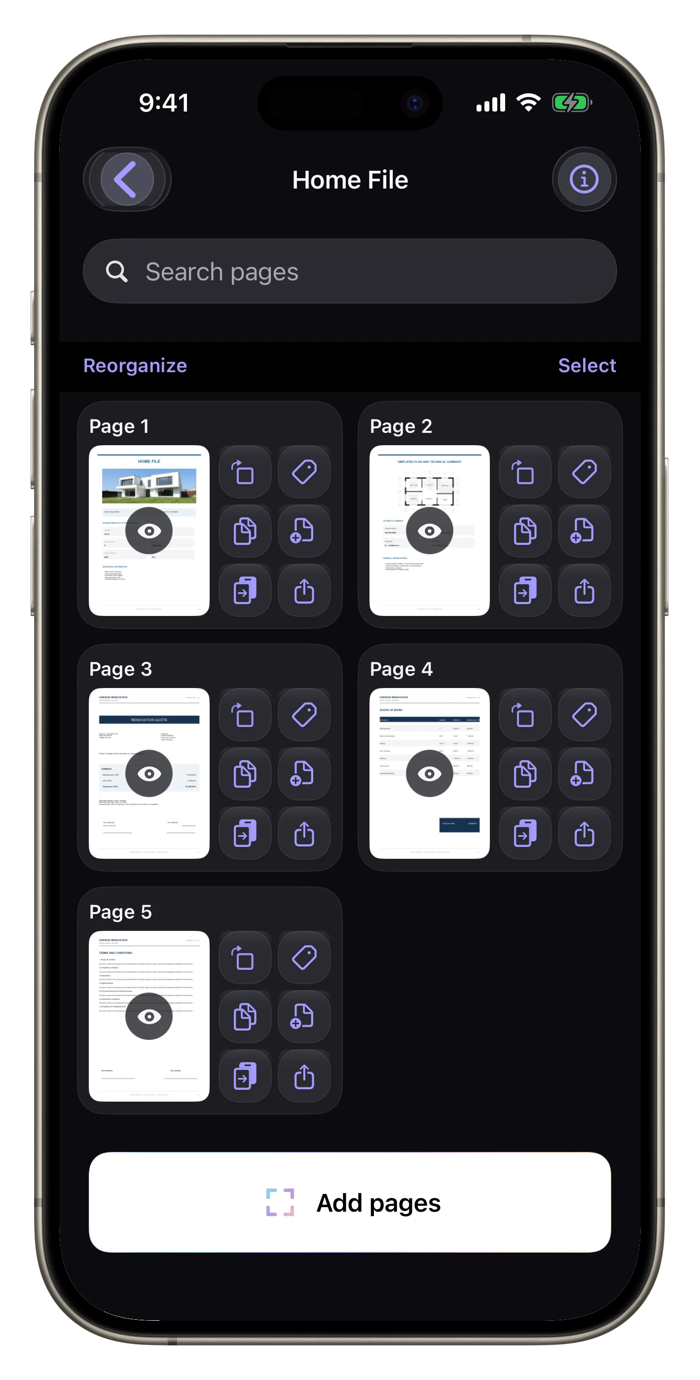Complete the Home File — The three renovation quote pages are appended to the two existing file pages.